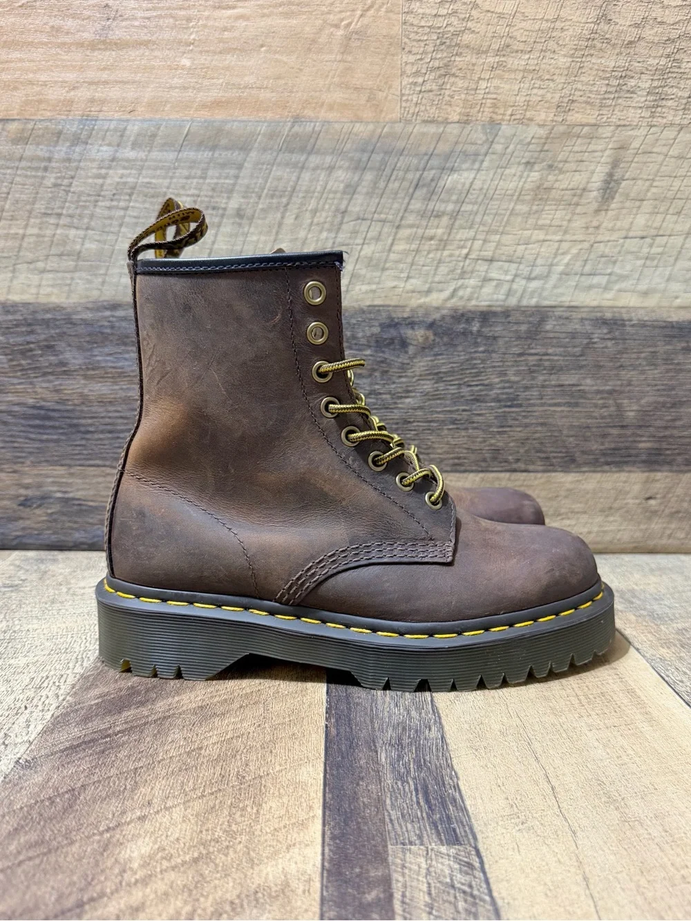 Dr. Martens 1460 Crazy Horse BEX Brown Leather Lace Up Boot Size 6 Men / 7 Women